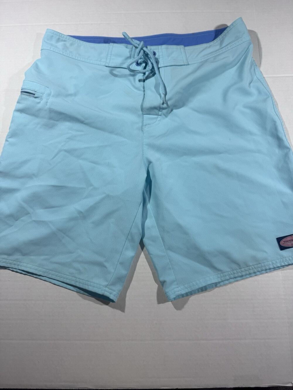 Vineyard Vines Men’s Blue Solid Board Shorts 33 Drawstring Back Pocket